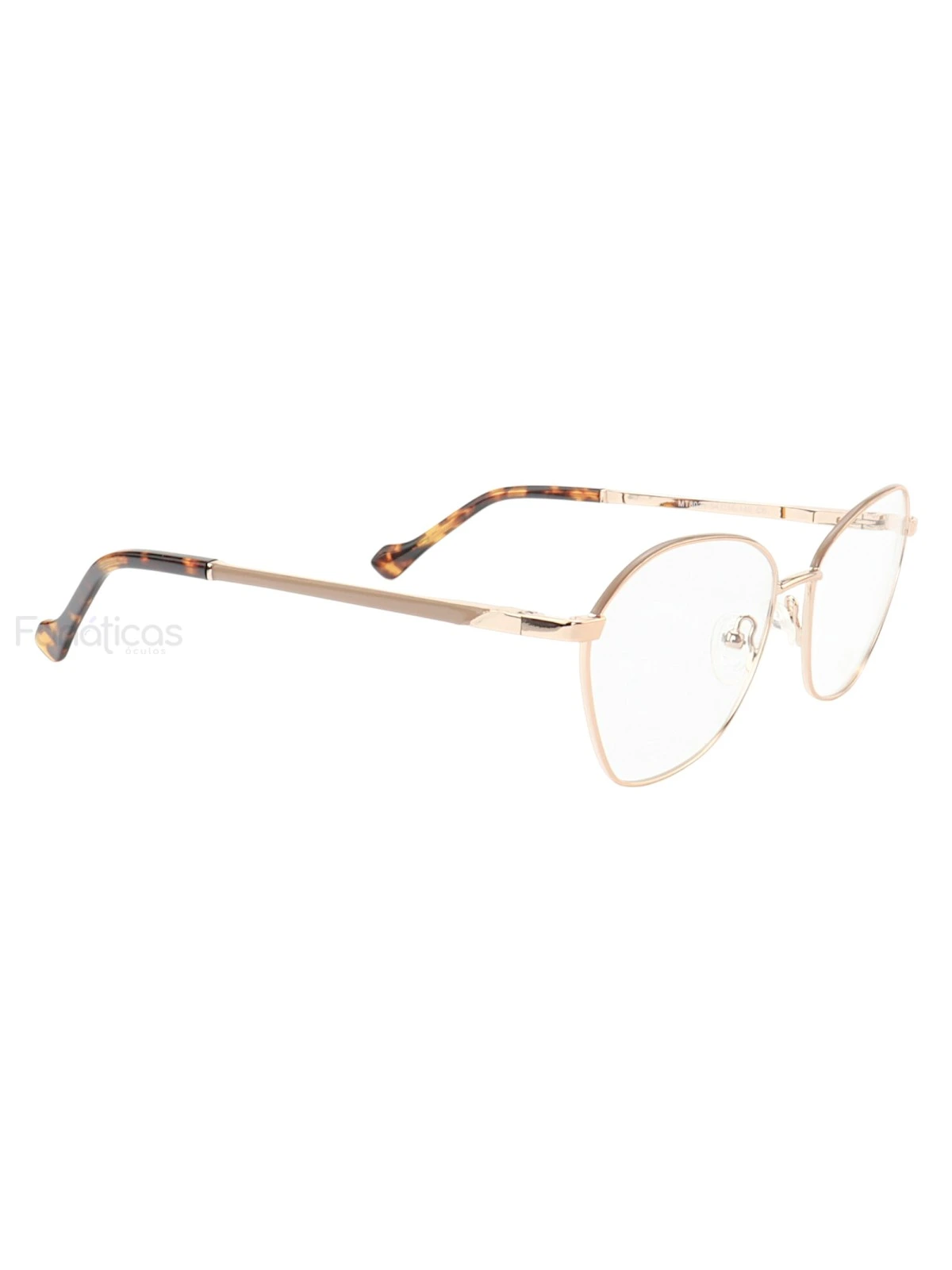 Armação de Óculos Oval MT8021 Dourado e Nude Tartaruga