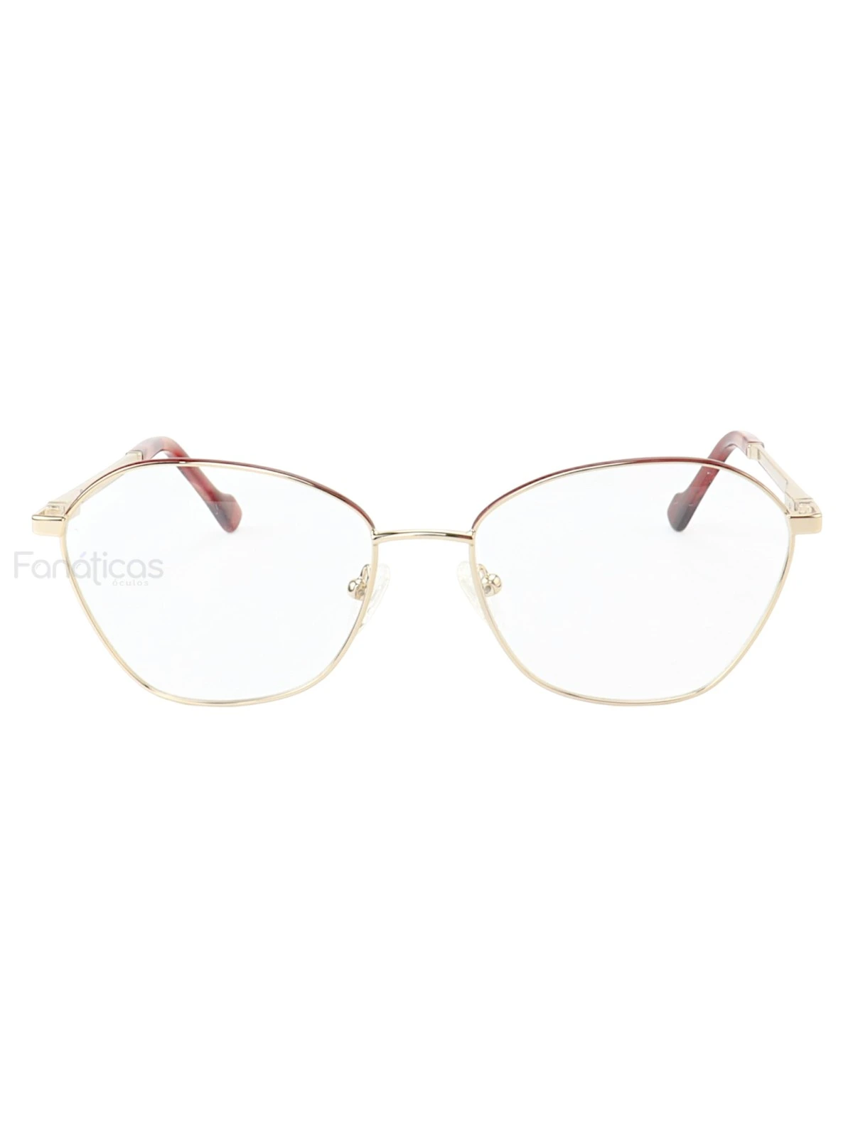 Armação de Óculos Oval MT8021 Dourado e Vinho