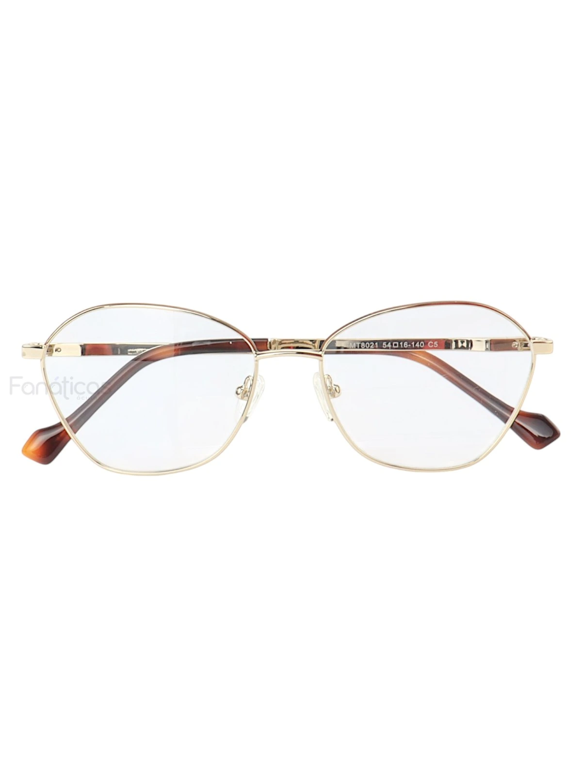 Armação de Óculos Oval MT8021 Dourado Marrom Tartaruga