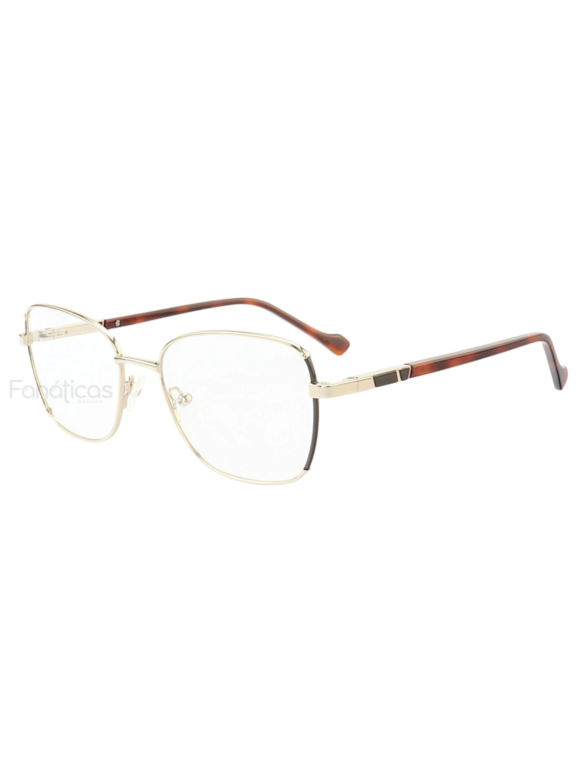 Armação de Óculos Oval MT8022 Dourado e Marrom