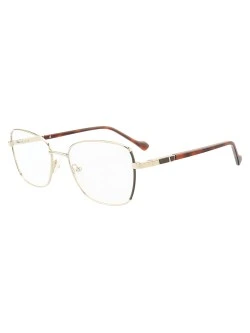 Armação de Óculos Oval MT8022 Dourado e Marrom