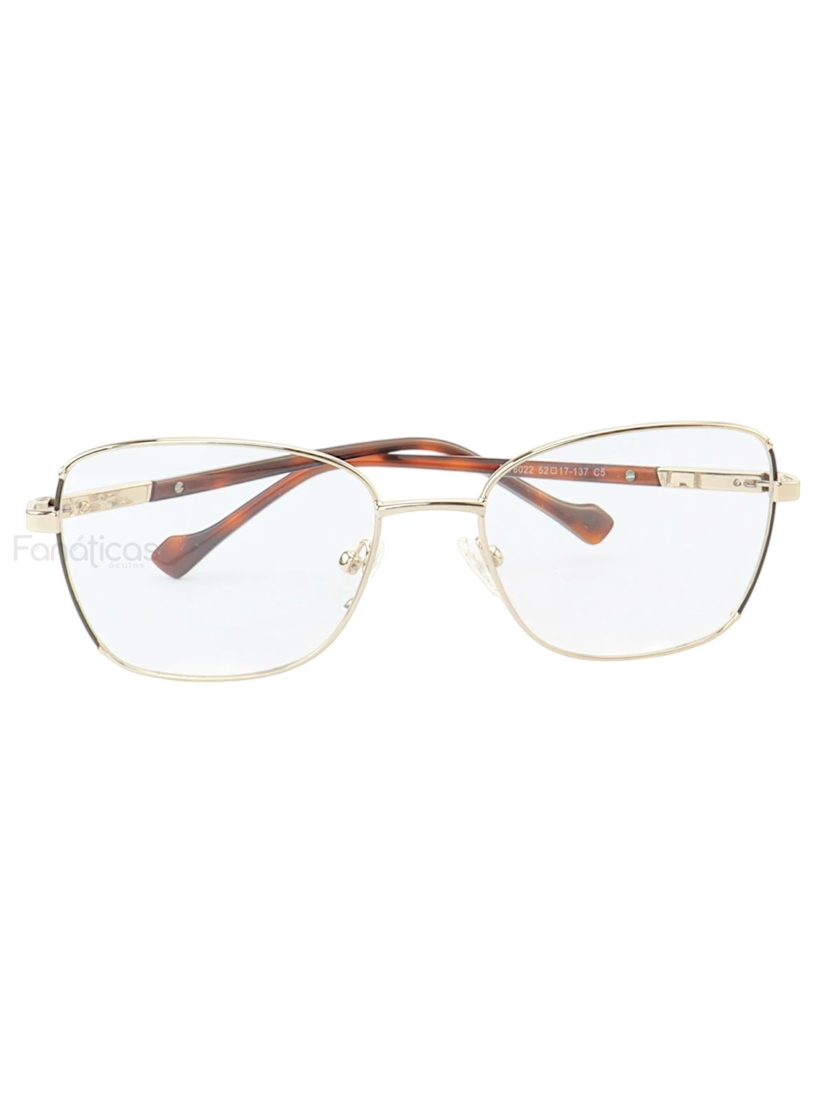 Armação de Óculos Oval MT8022 Dourado e Marrom