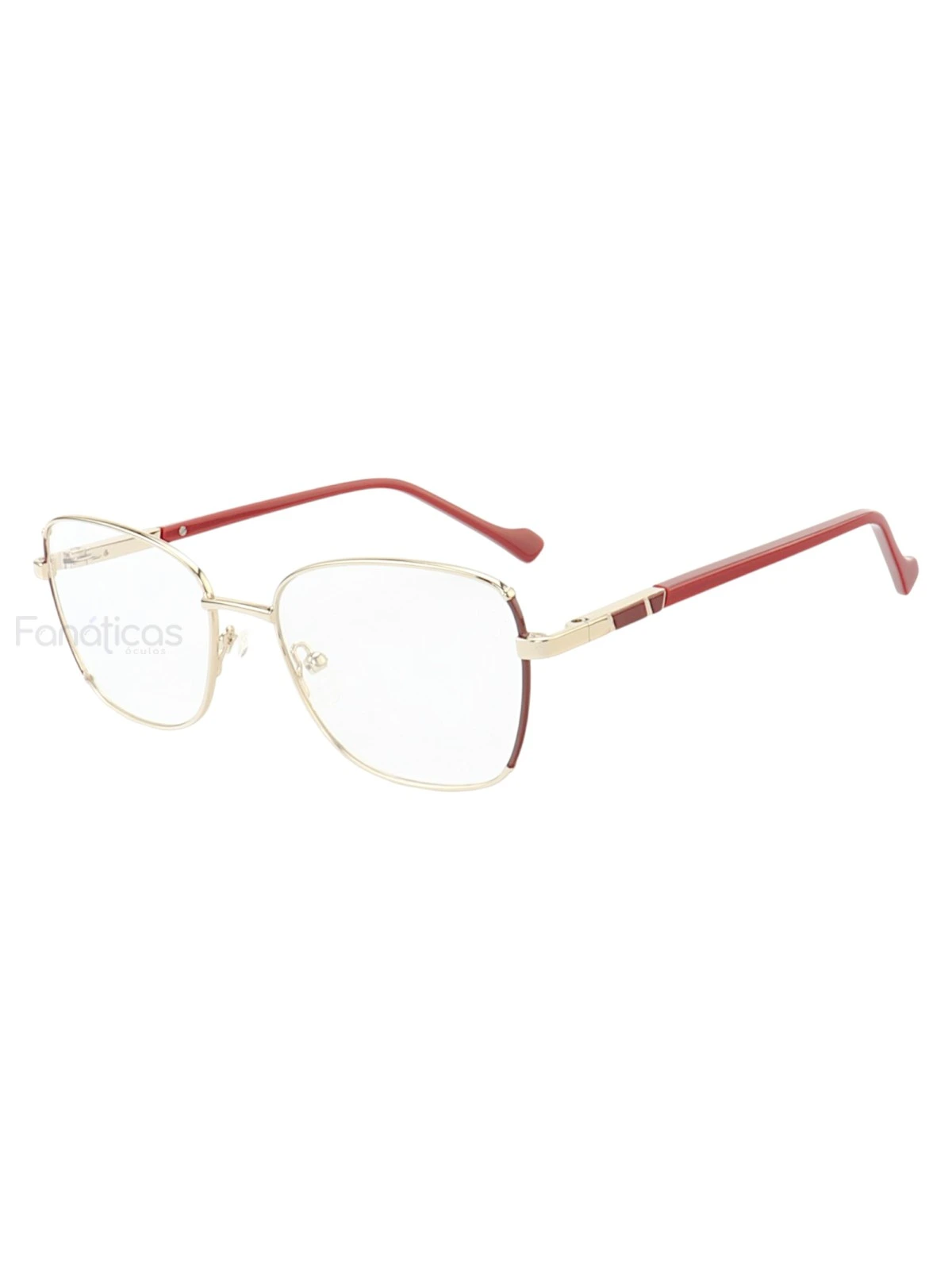 Armação de Óculos Oval MT8022 Dourado e Vermelho