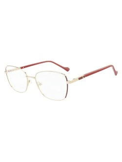 Armação de Óculos Oval MT8022 Dourado e Vermelho