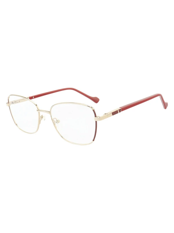 Armação de Óculos Oval MT8022 Dourado e Vermelho