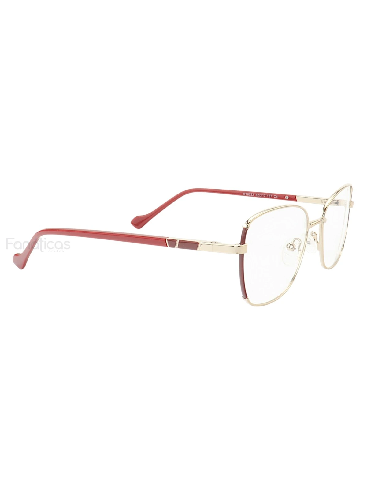 Armação de Óculos Oval MT8022 Dourado e Vermelho