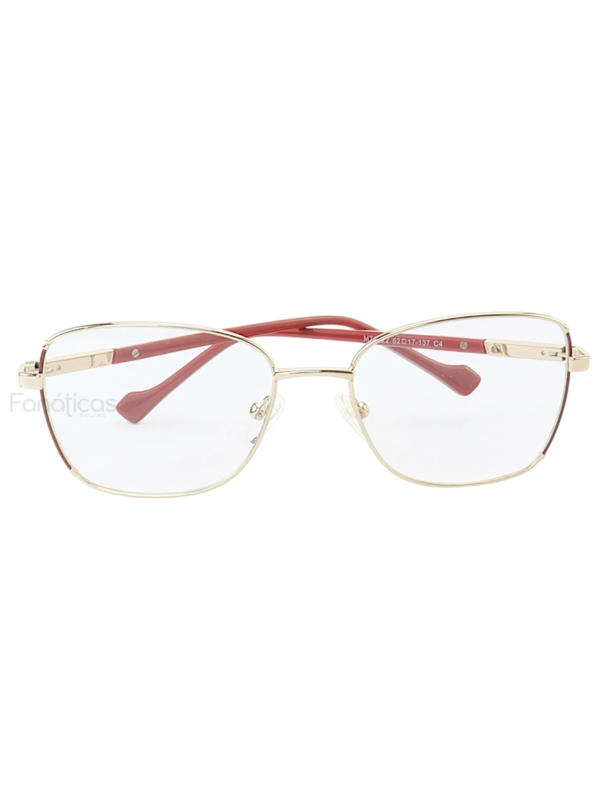 Armação de Óculos Oval MT8022 Dourado e Vermelho
