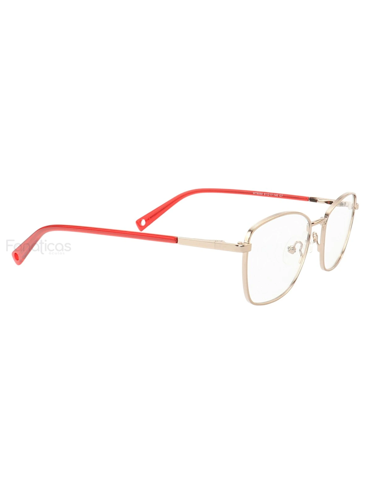 Armação de Óculos Oval MT8050 Dourado e Vermelho