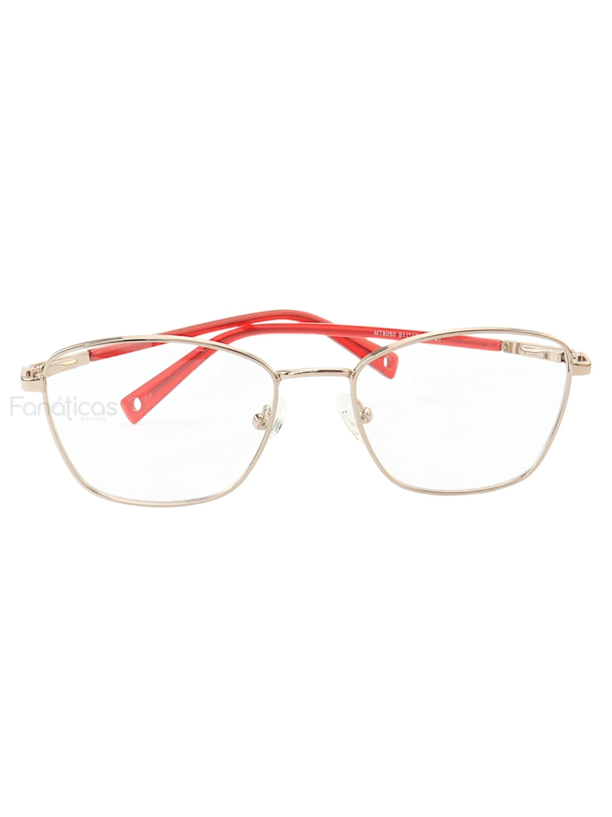 Armação de Óculos Oval MT8050 Dourado e Vermelho
