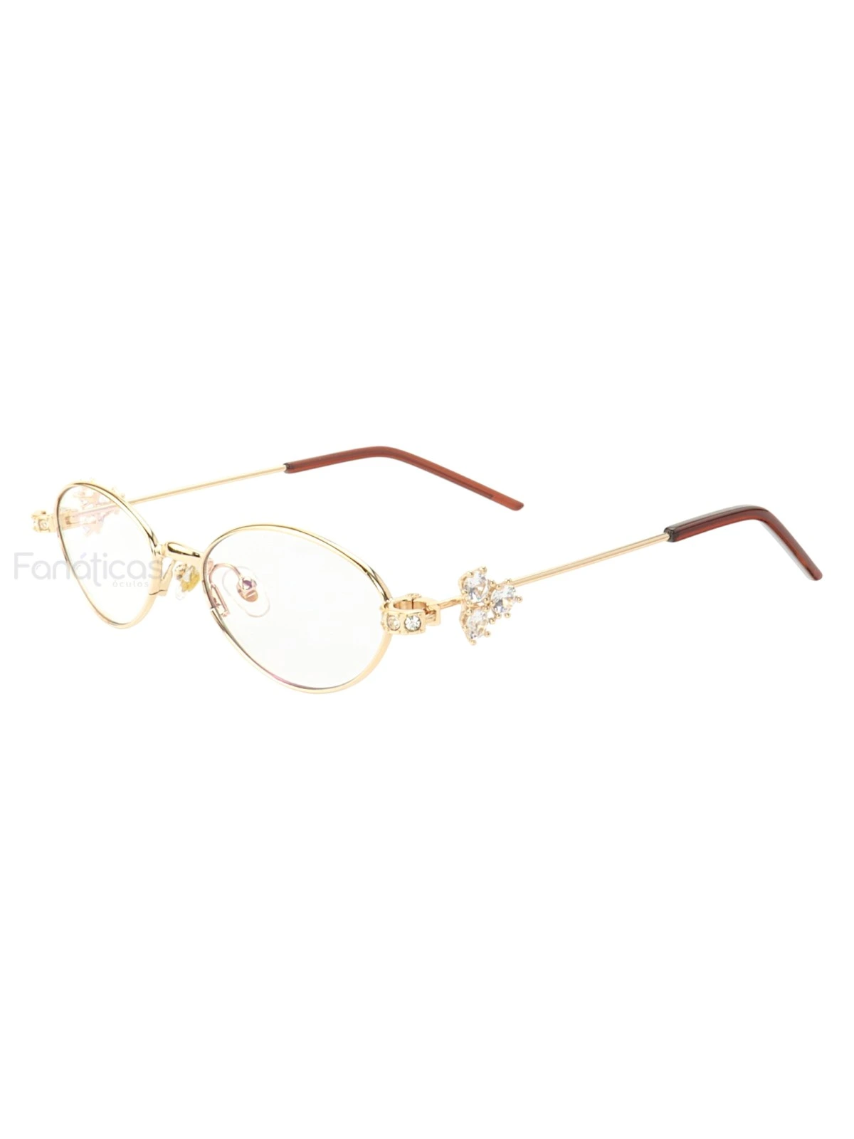 Armação de Óculos Oval RM0837 Diamond Dourado e Marrom