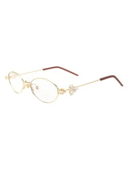 Armação de Óculos Oval RM0837 Diamond Dourado e Marrom