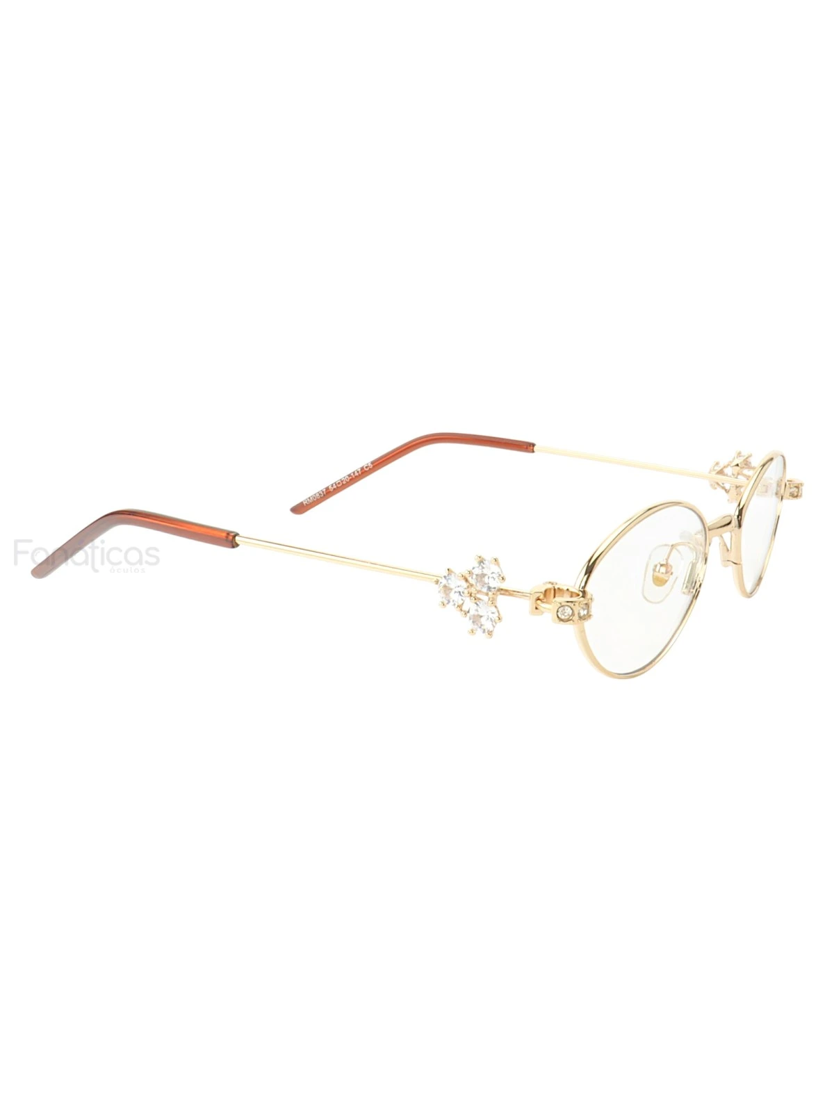 Armação de Óculos Oval RM0837 Diamond Dourado e Marrom
