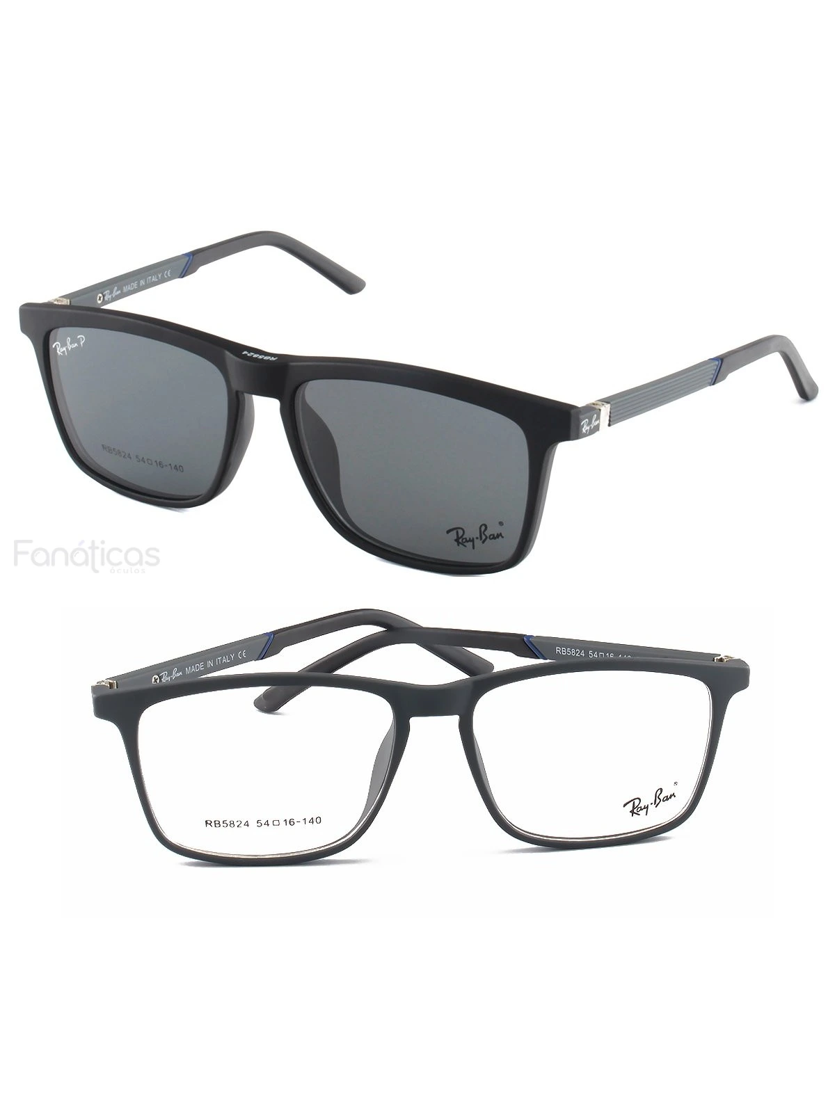 Armacao de Óculos Clipon RB5824 1 Lente Extra - Cinza