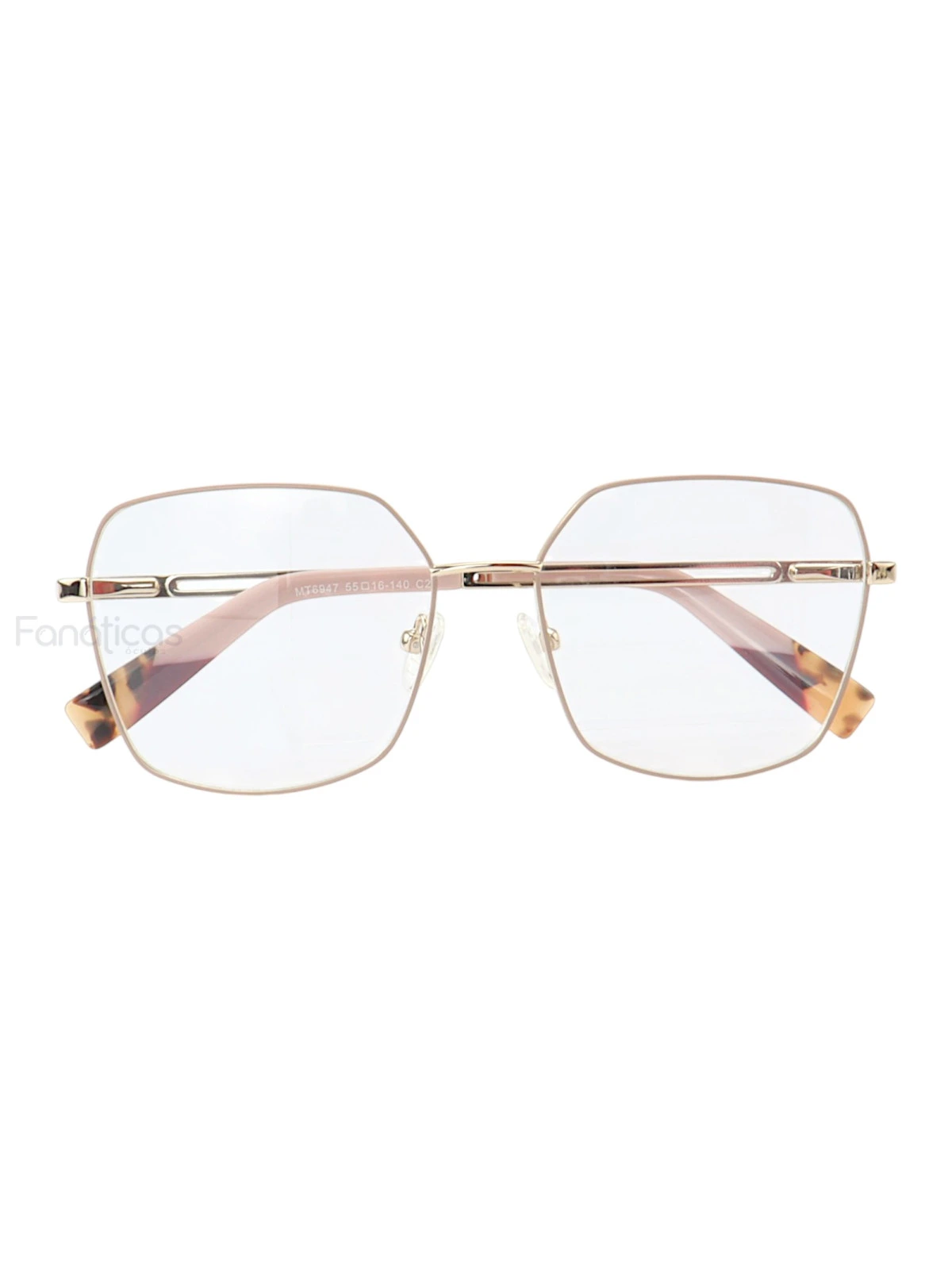 Armação de Óculos Quadrado MT6947 Dourado e Rosa