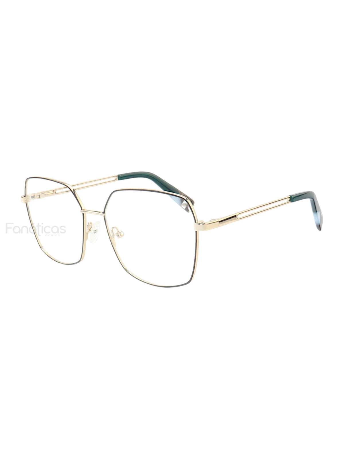 Armação de Óculos Quadrado MT6947 Dourado e Verde