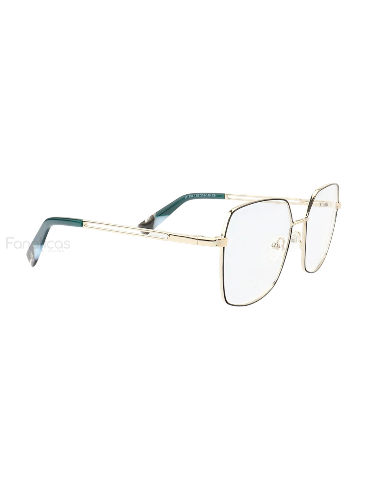 Armação de Óculos Quadrado MT6947 Dourado e Verde