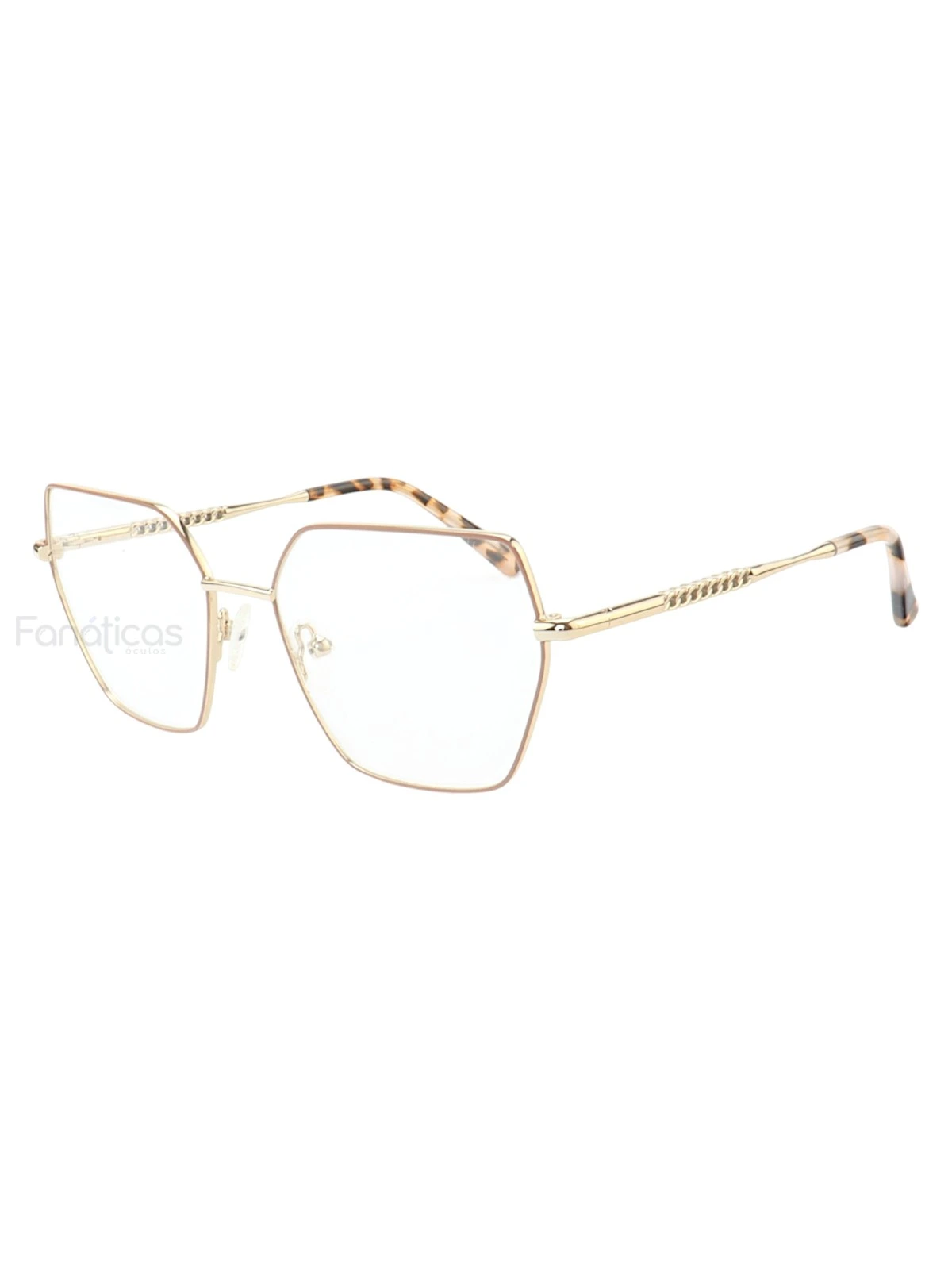 Armação de Óculos Quadrado MT6985 Dourado e Nude