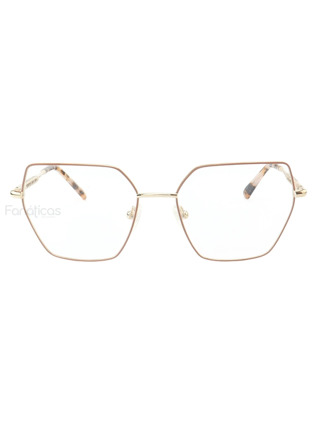 Armação de Óculos Quadrado MT6985 Dourado e Nude