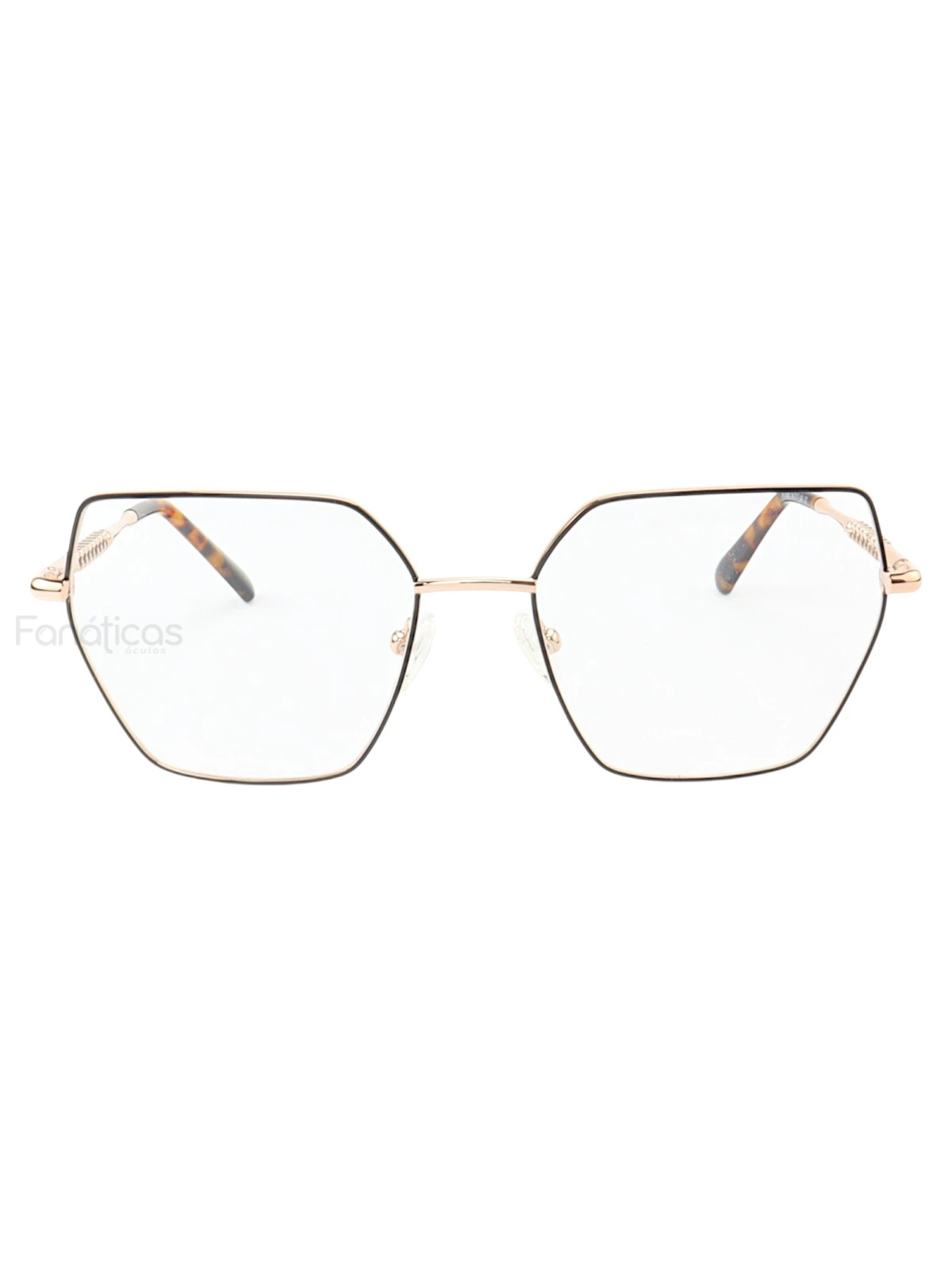 Armação de Óculos Quadrado MT6985 Dourado e Preto Tartaruga