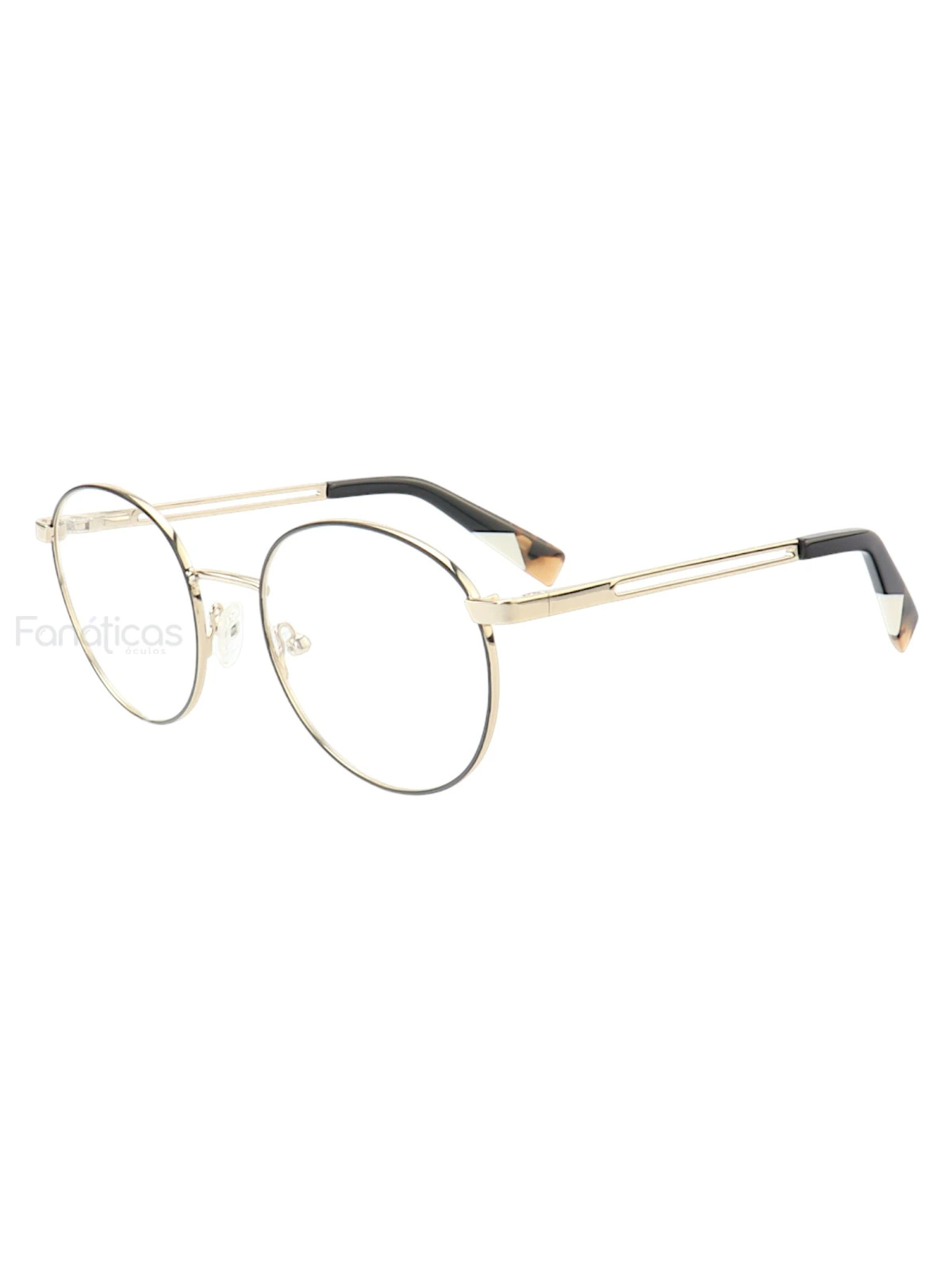 Armação de Óculos Redondo MT6948 Dourado e Preto