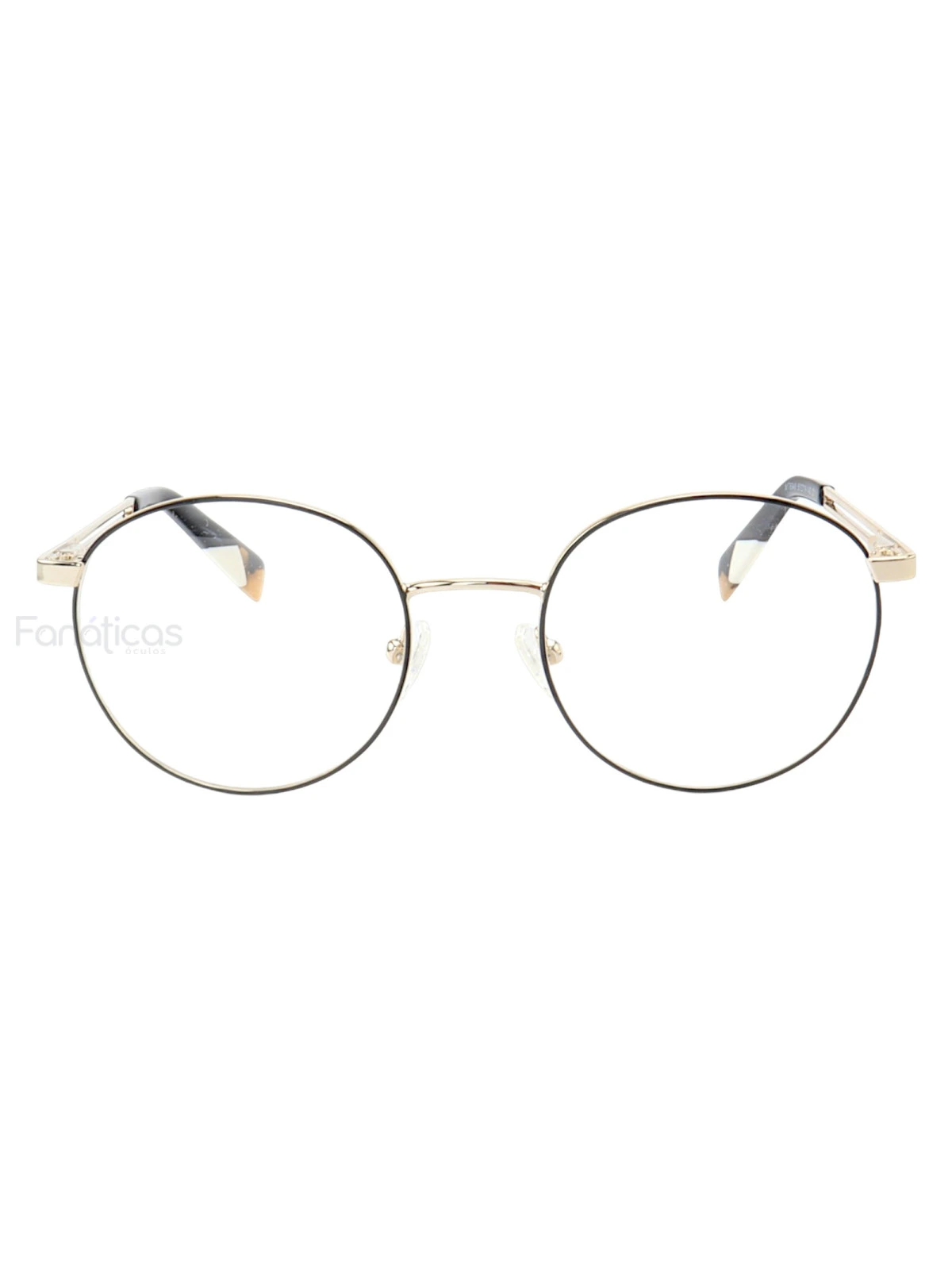 Armação de Óculos Redondo MT6948 Dourado e Preto