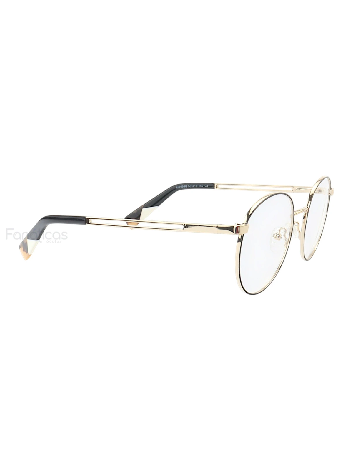 Armação de Óculos Redondo MT6948 Dourado e Preto