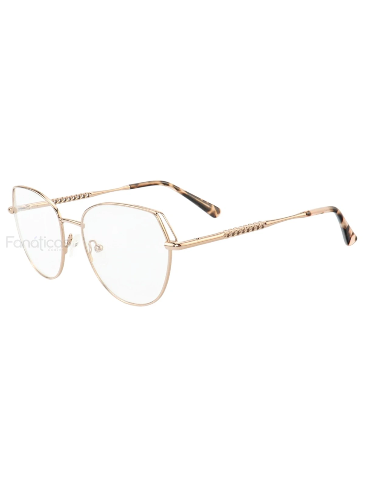 Armação de Óculos Redondo MT8056 Dourado e Rosa Tartaruga
