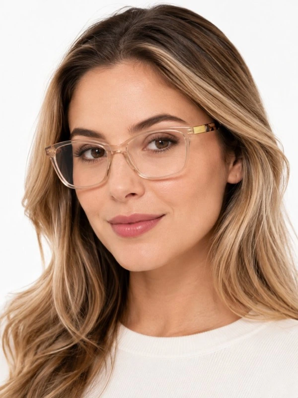 Armação de Óculos Retangular MC3810 Creme Rosa Tartaruga