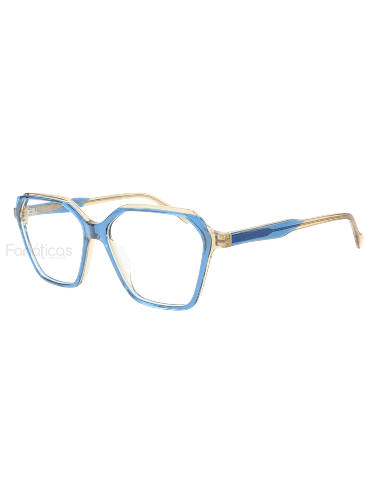 Armação de Óculos Retangular MC4008 Azul e Creme