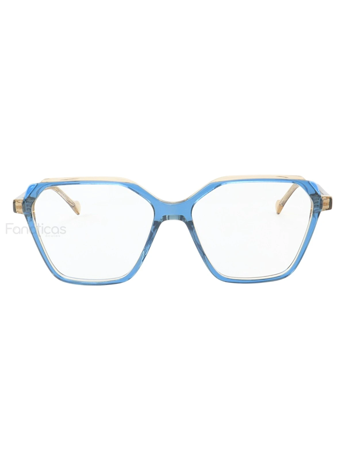 Armação de Óculos Retangular MC4008 Azul e Creme