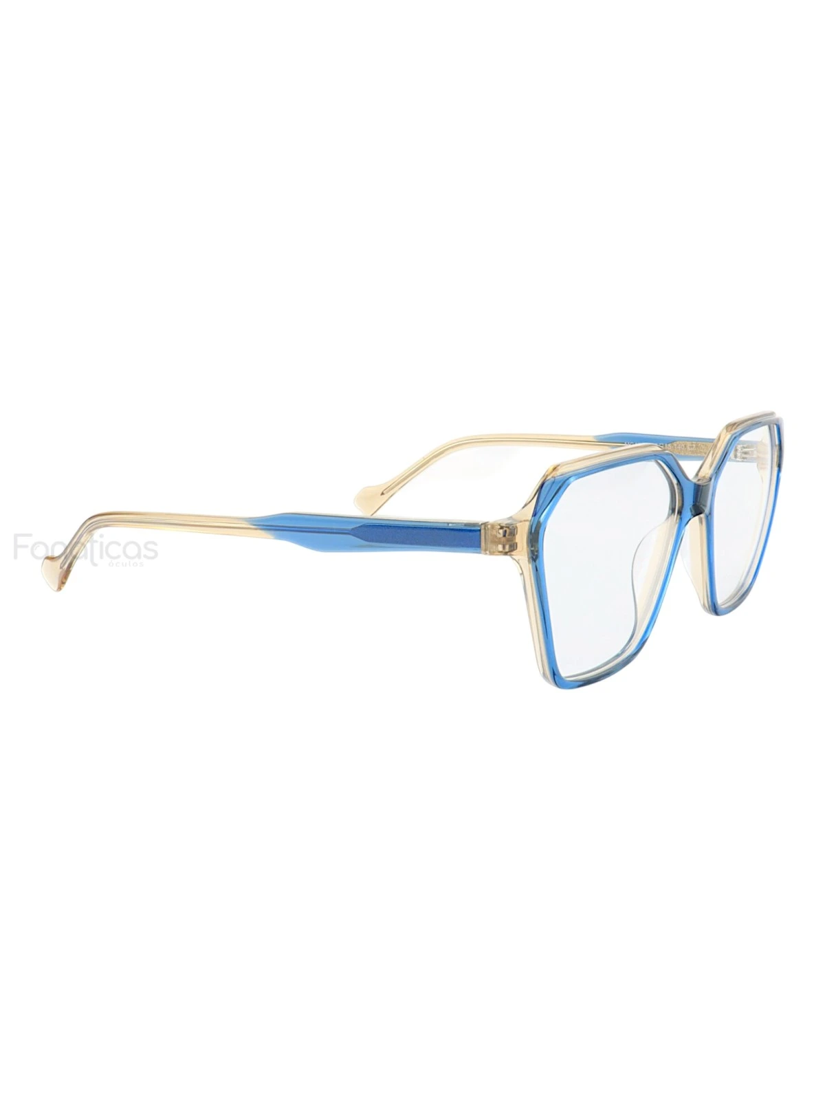 Armação de Óculos Retangular MC4008 Azul e Creme