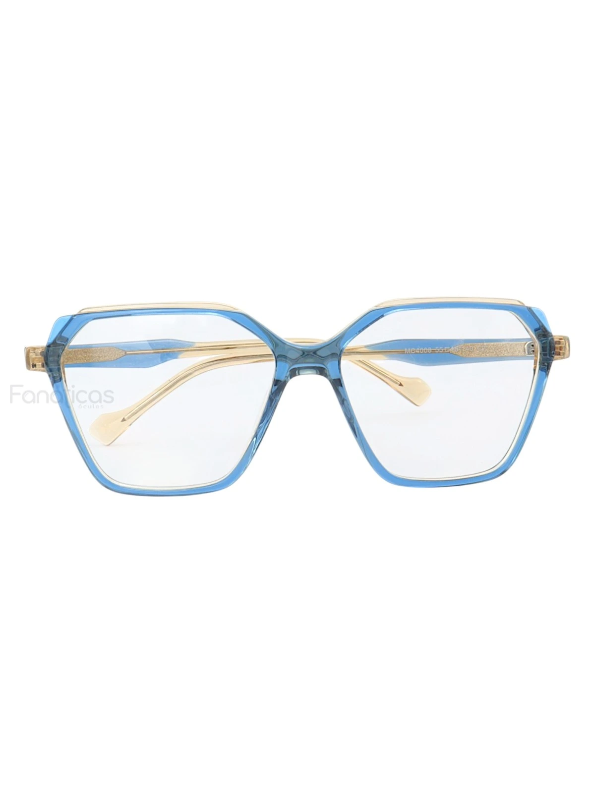Armação de Óculos Retangular MC4008 Azul e Creme