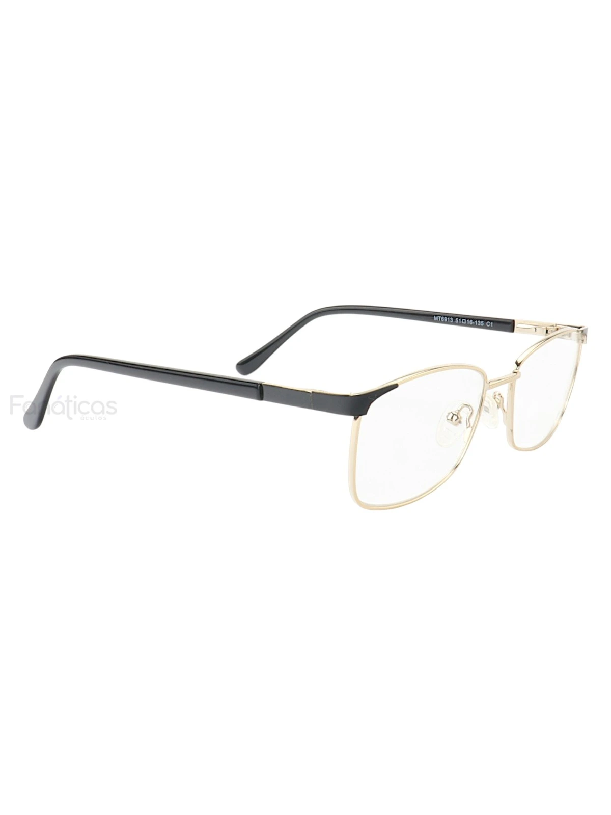 Armação de Óculos Retangular MT6913 Dourado e Preto