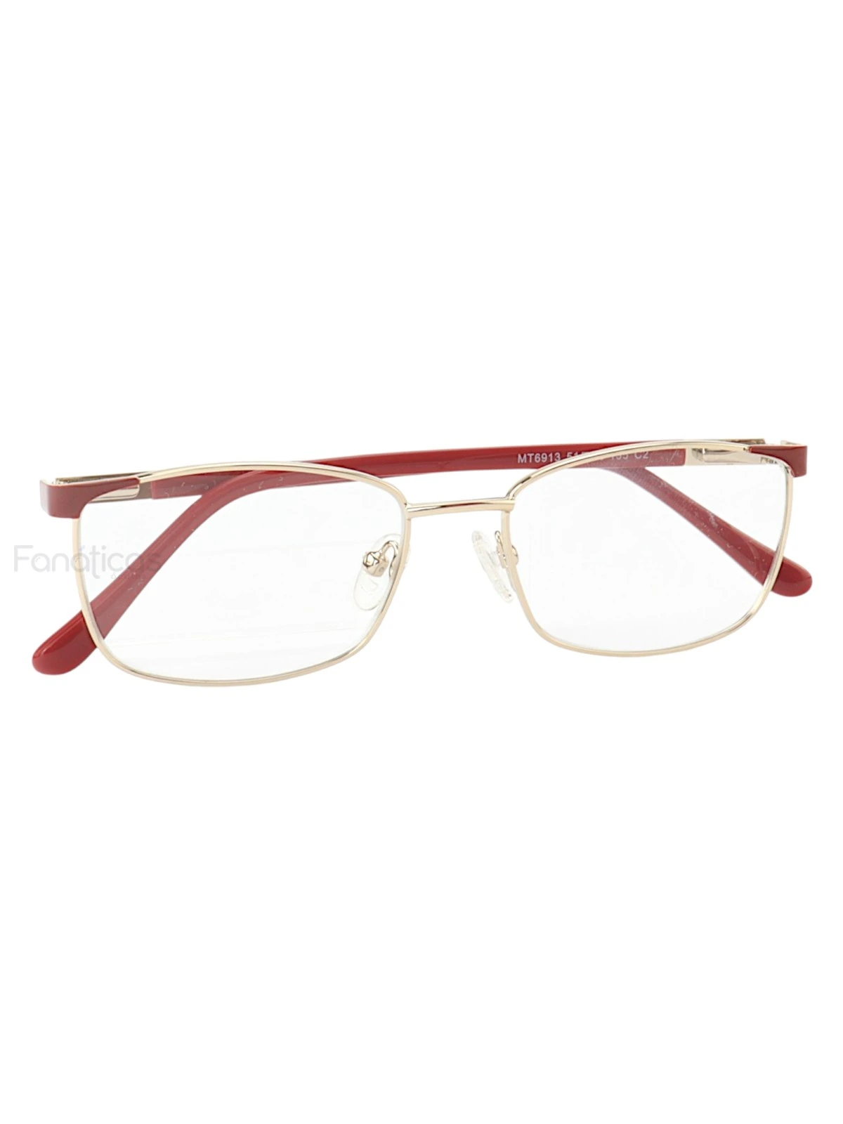 Armação de Óculos Retangular MT6913 Dourado e Vermelho