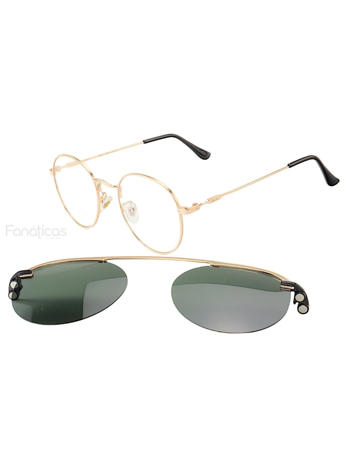 Armação de Óculos Clipon Round RB6168 Dourado e Lente Verde