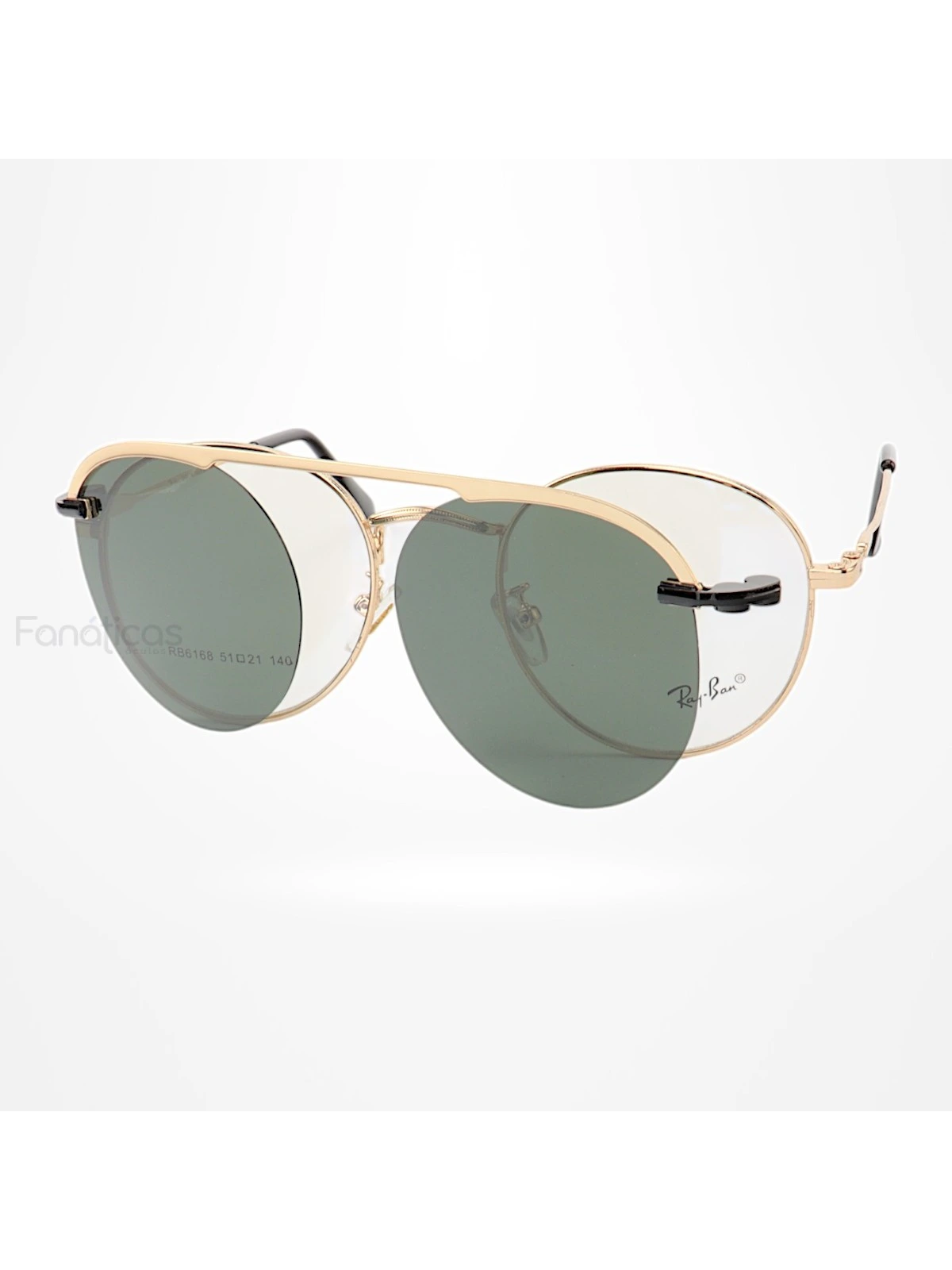 Armação de Óculos Clipon Round RB6168 Dourado e Lente Verde