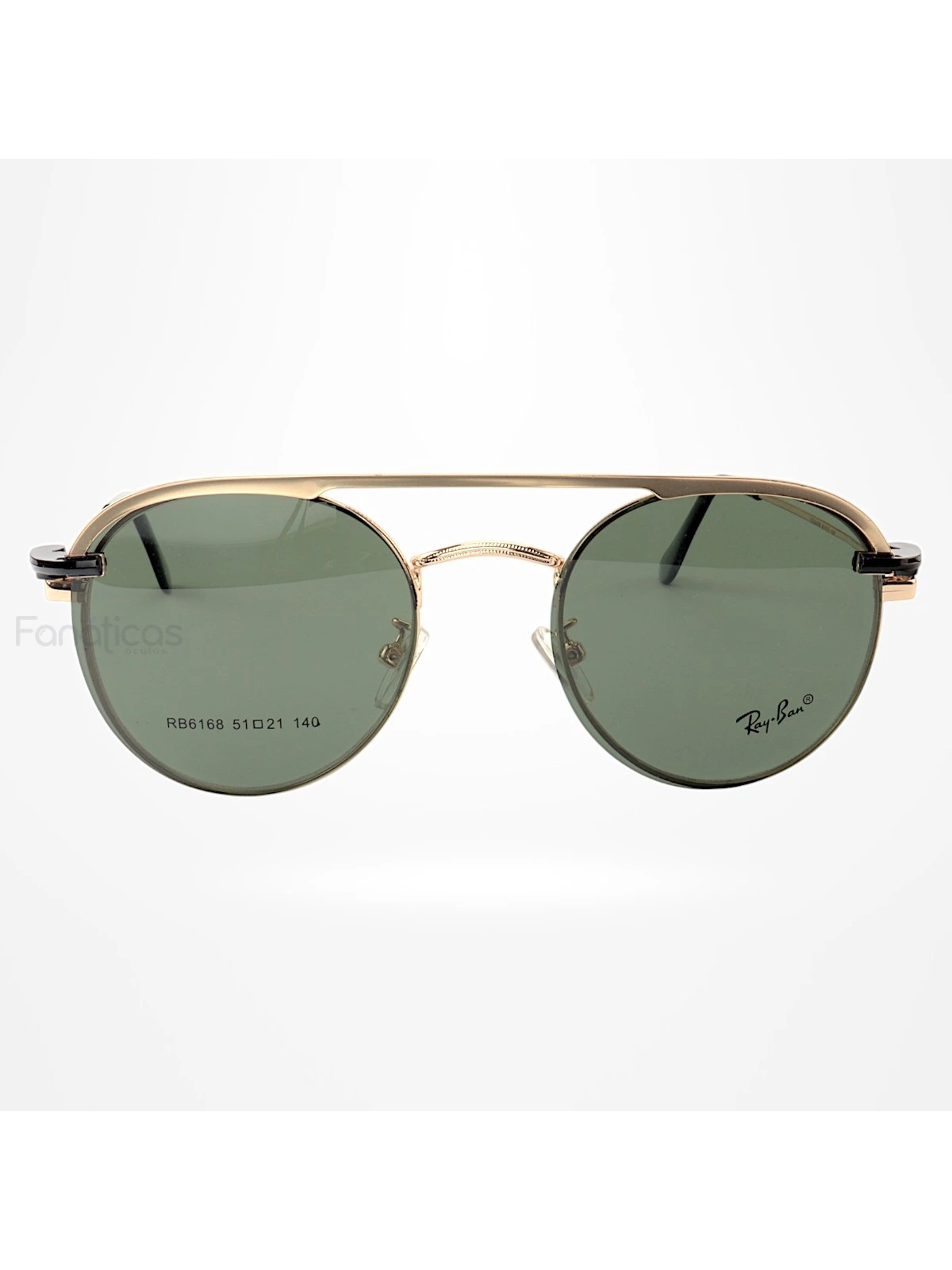 Armação de Óculos Clipon Round RB6168 Dourado e Lente Verde