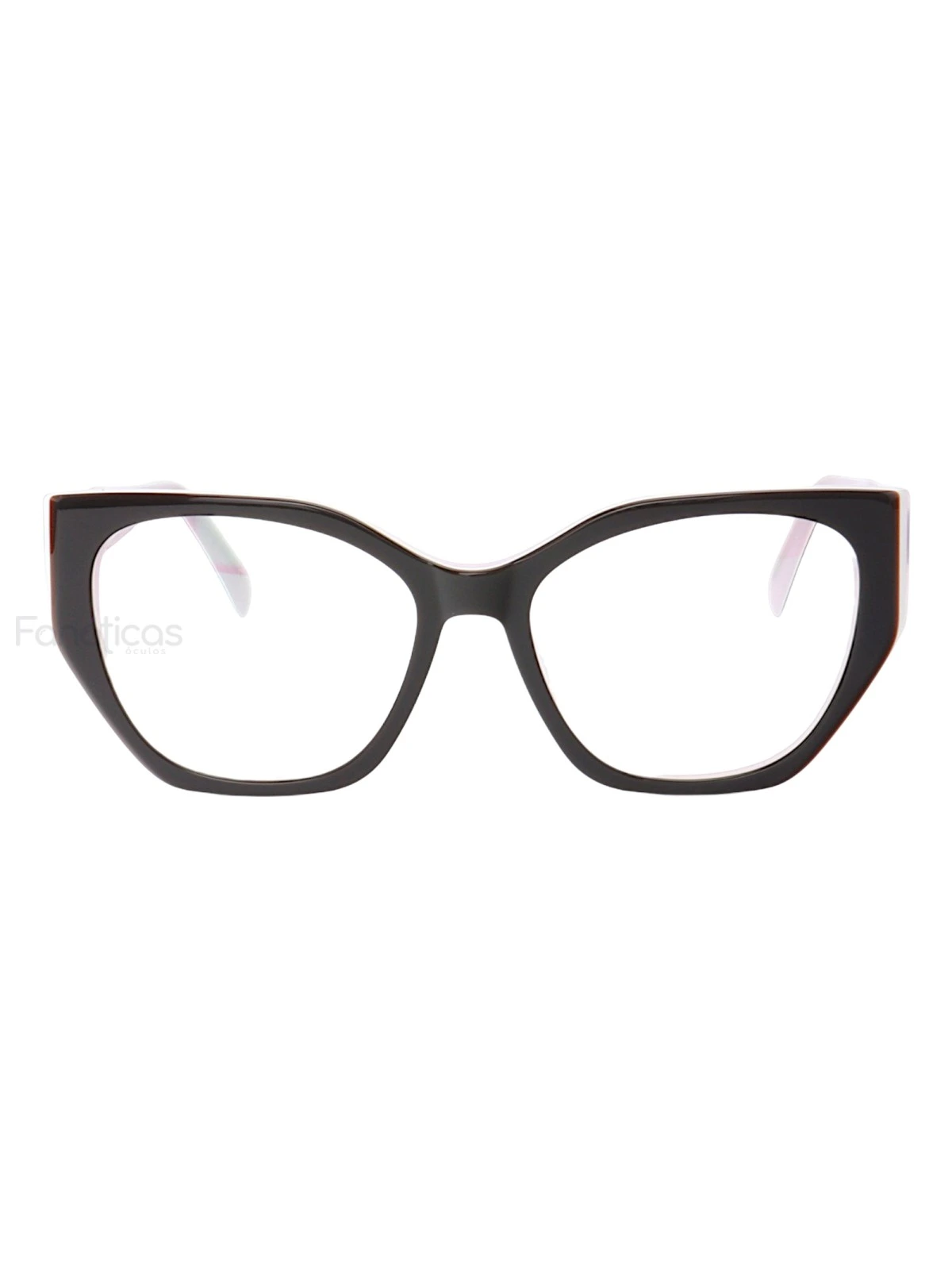 Armação de Óculos Quadrado PD18W Preto e Rosa