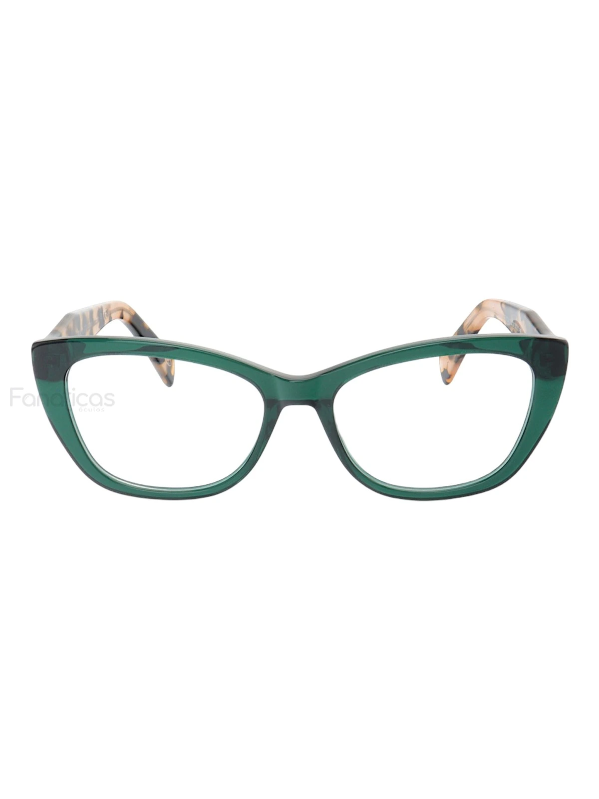 Armação de Óculos Gatinho PD102 Verde e Tartaruga