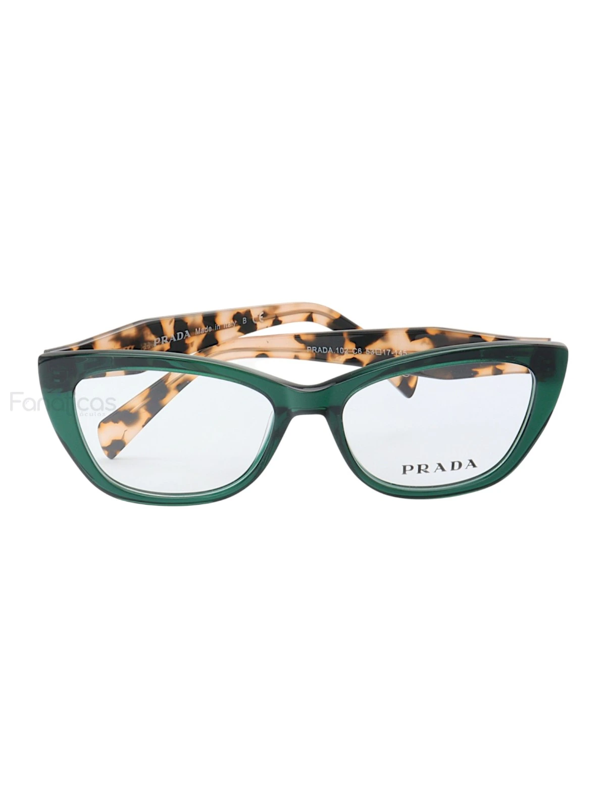 Armação de Óculos Gatinho PD102 Verde e Tartaruga