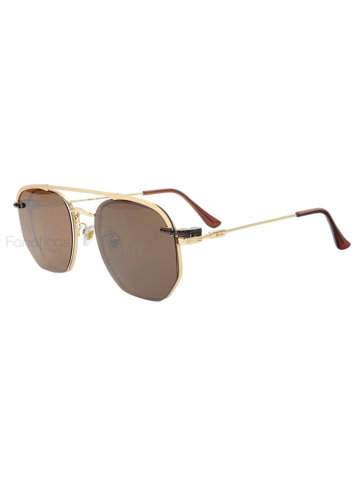 Armação de Óculos Hexagonal Clipon RB6167 Dourado e Marrom