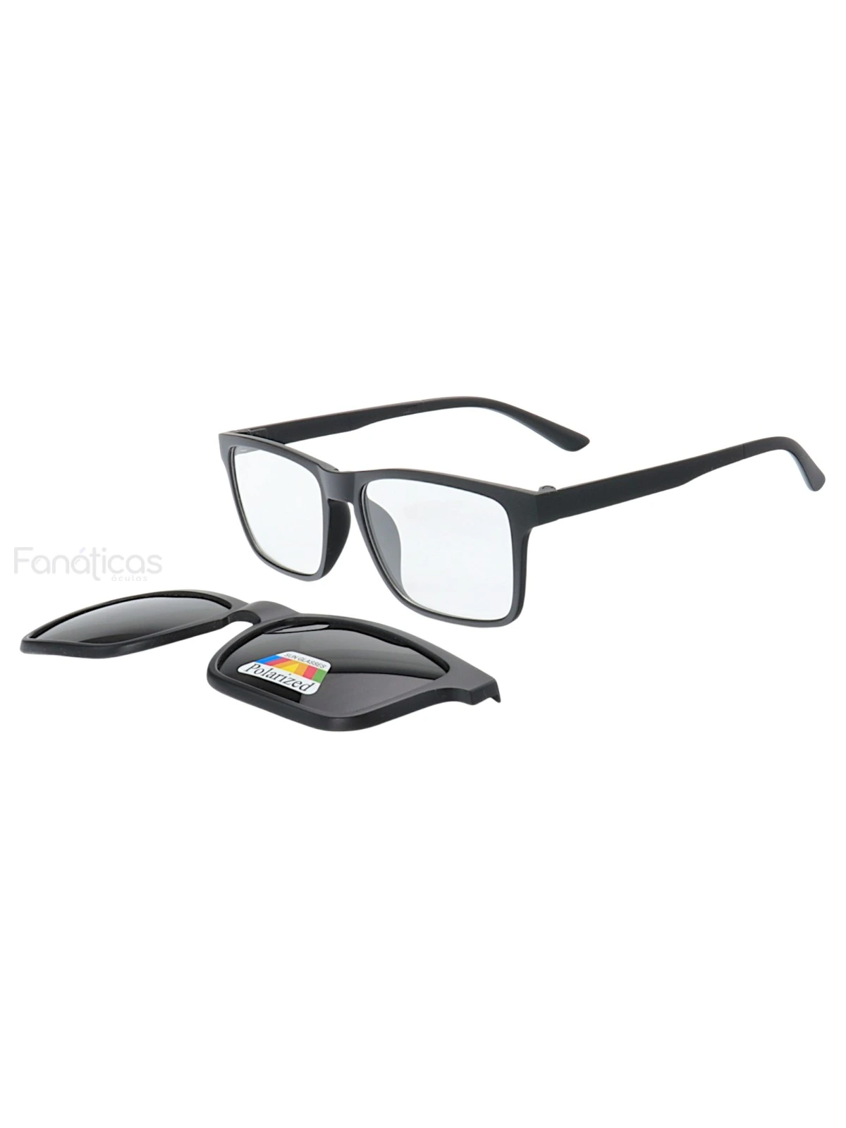 Armação de Óculos Retangular Clipon TR2202 Preto