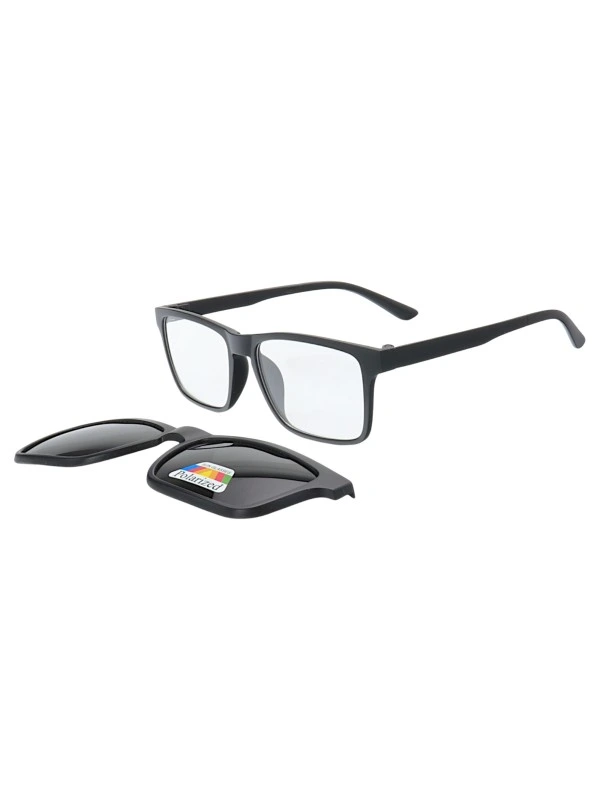 Armação de Óculos Retangular Clipon TR2202 Preto