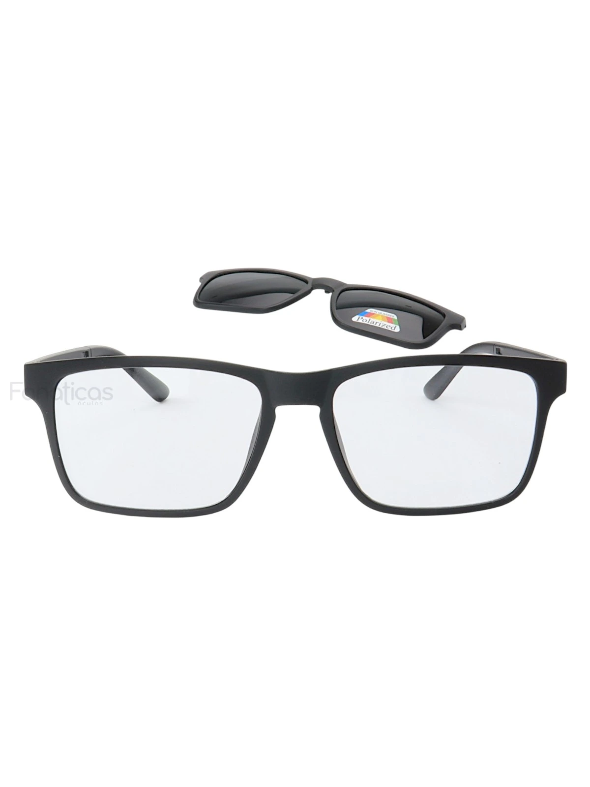 Armação de Óculos Retangular Clipon TR2202 Preto