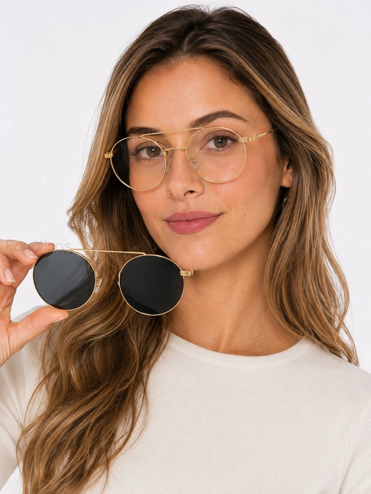 Armação de Óculos Clipon Round RB3558 Dourado e Lente Preta