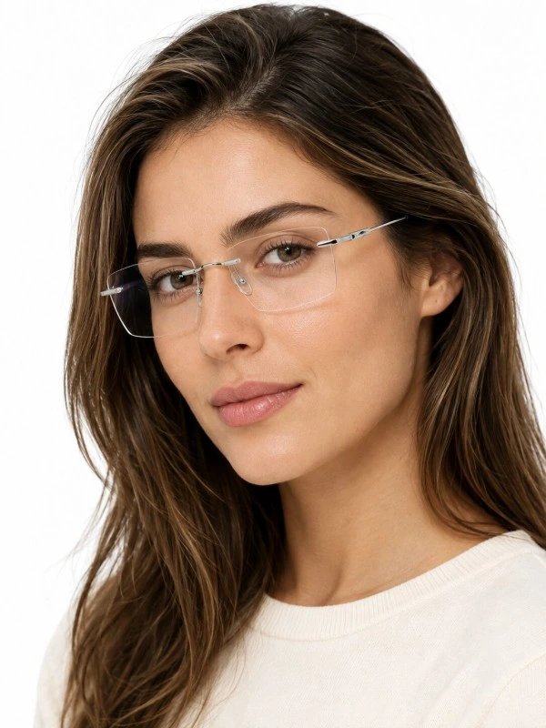 Armação de Óculos Balgriff Bucha Memory Titânio Flexivel Flutuante MT6942 Prata