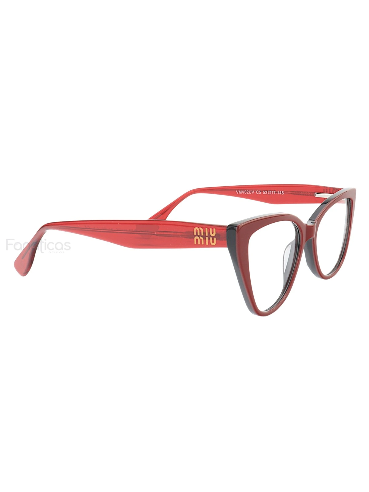 Armação de Óculos Gatinho VMV02UV Vermelho e Preto