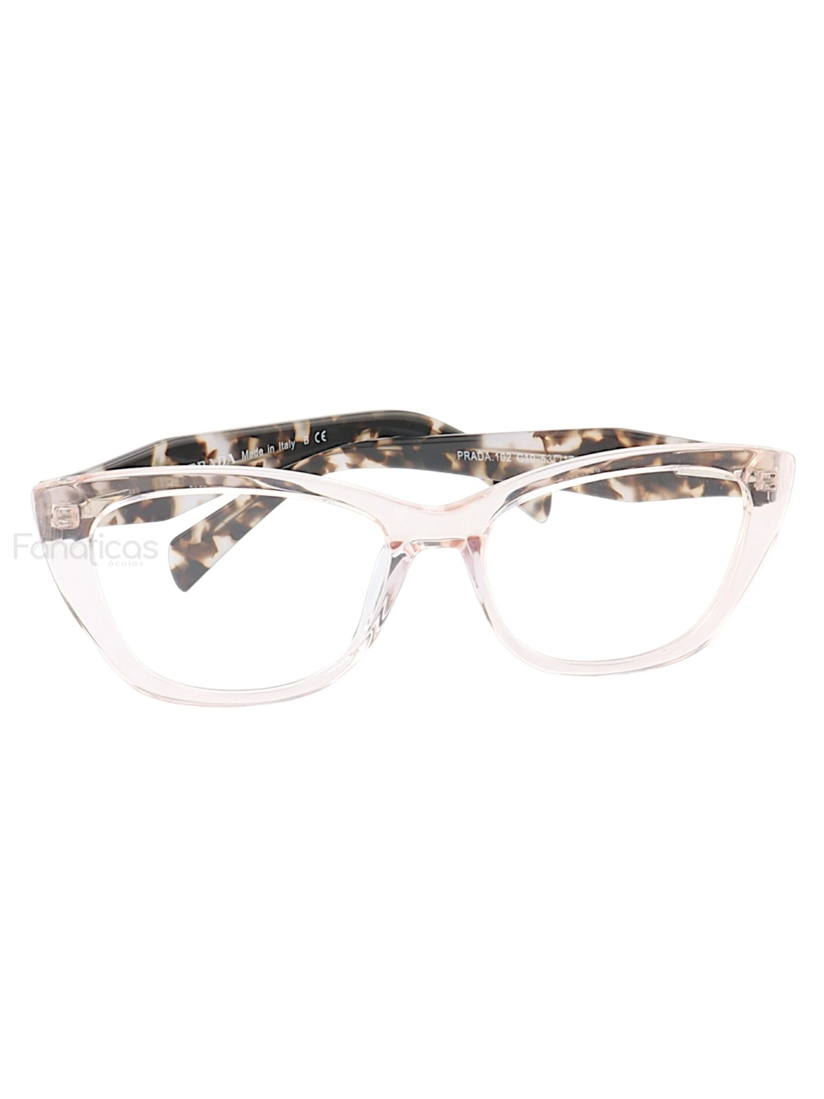 Armação de Óculos Gatinho PD102 Tartaruga Creme Transparente