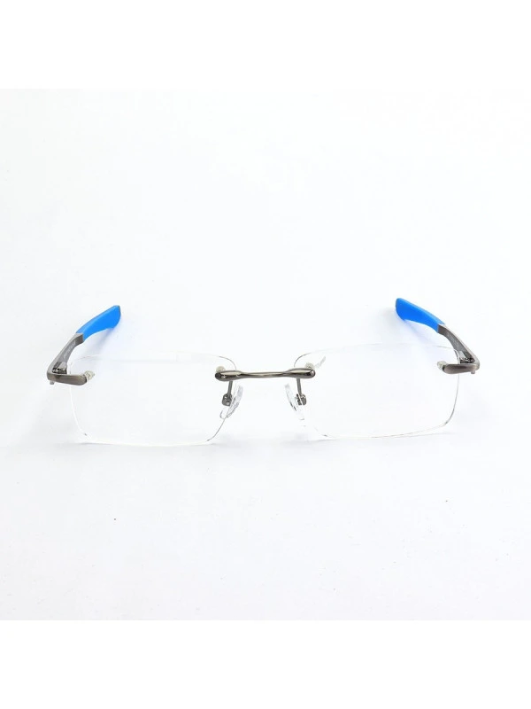 Armação de Óculos Flutuante Sem Aro Wingfold Grafite Azul Claro