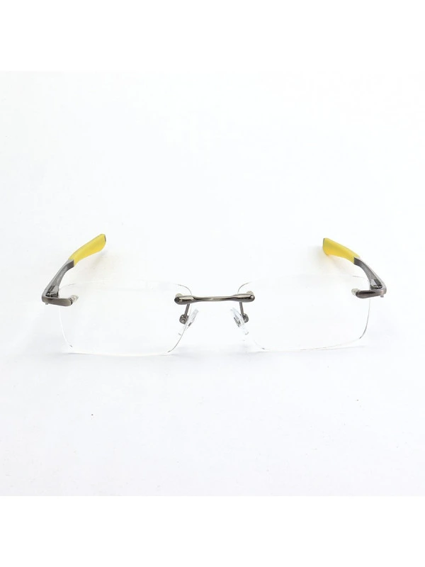Armação de Óculos Flutuante Sem Aro Wingfold Grafite e Amarelo